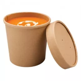Couvercle carton Kraft pour pots à soupe 12OZ (10B00)